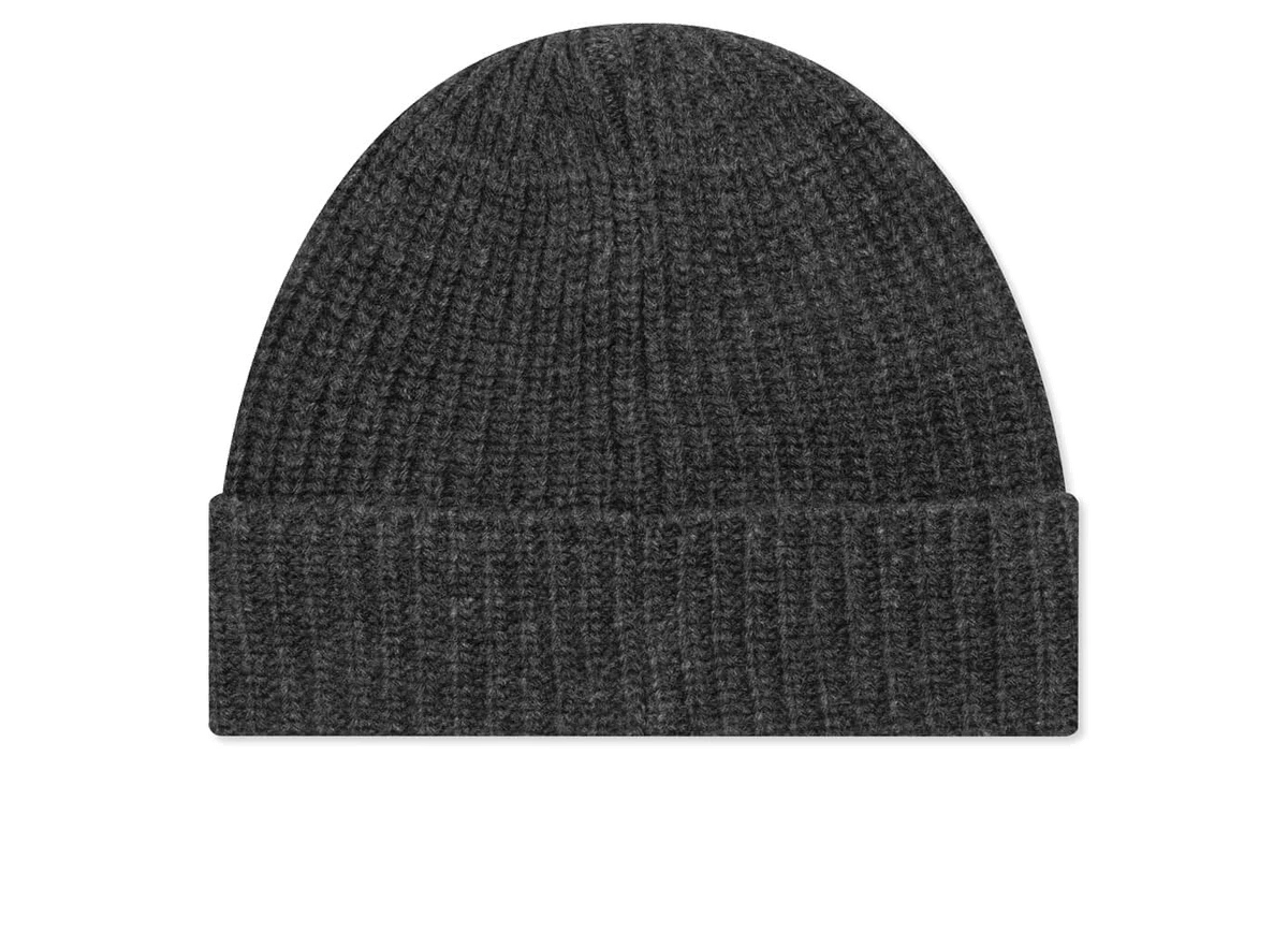Stone Island Ribbed Geelong Wool Beanie Charcoal - Image 1