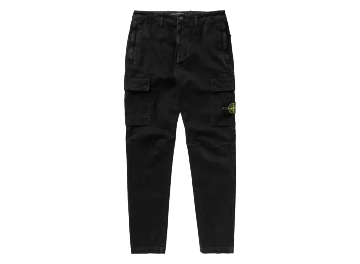 Stone Island Logo-Patch Tapered Trousers Black Produktfoto