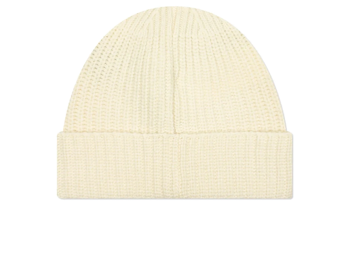 Stone Island Ribbed Geelong Wool Beanie Natural White - Image 1