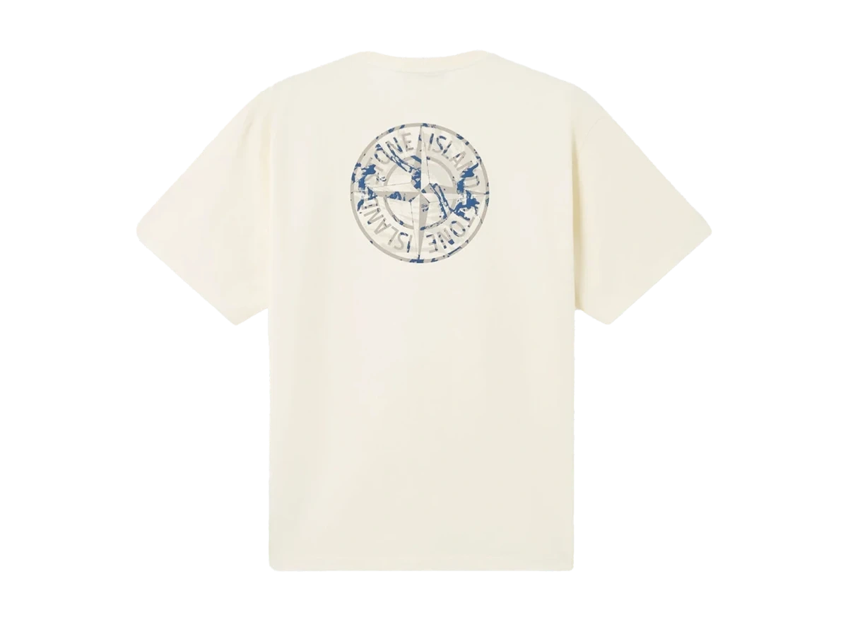 Stone Island 21002RC Combed Organic Cotton Jersey White/Blue - Image 1