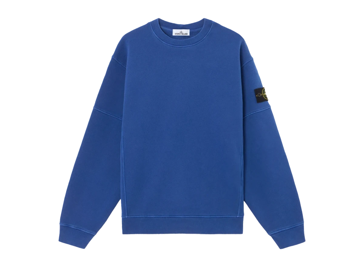 Stone Island Felpa Fleece Crewneck Old Effect Bright Blue Produktfoto