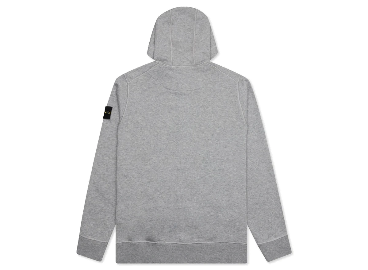 Stone Island Full Zip Hooded Sweatshirt 64251 Melange Grey - Image 1