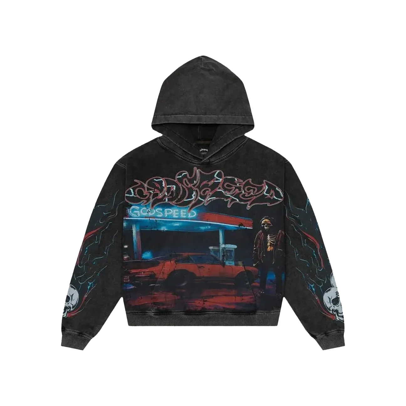 Godspeed Pitstop Hoodie Black Wash Produktfoto