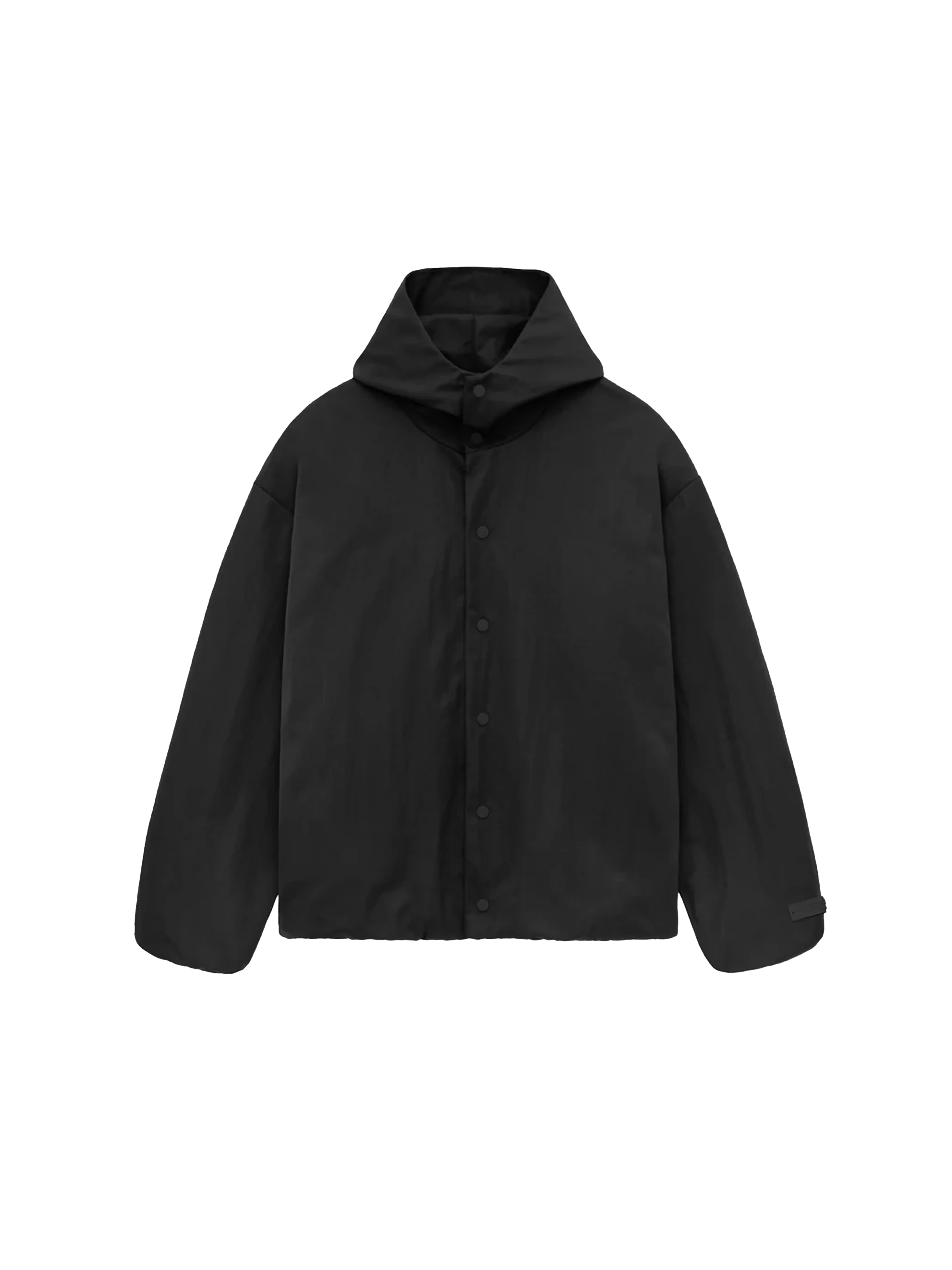 Fear of God Essentials Textured Nylon Hooded Coaches Jacket Black - Image 1