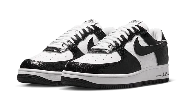 Nike Air Force 1 Low '01 Cracked Leather Black White - Image 1
