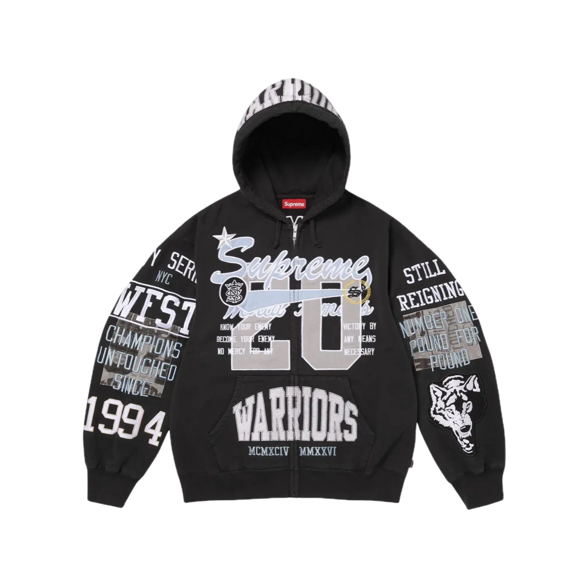 Foto del prodotto Supreme Warriors Applique Zip Up Hooded Sweatshirt Black