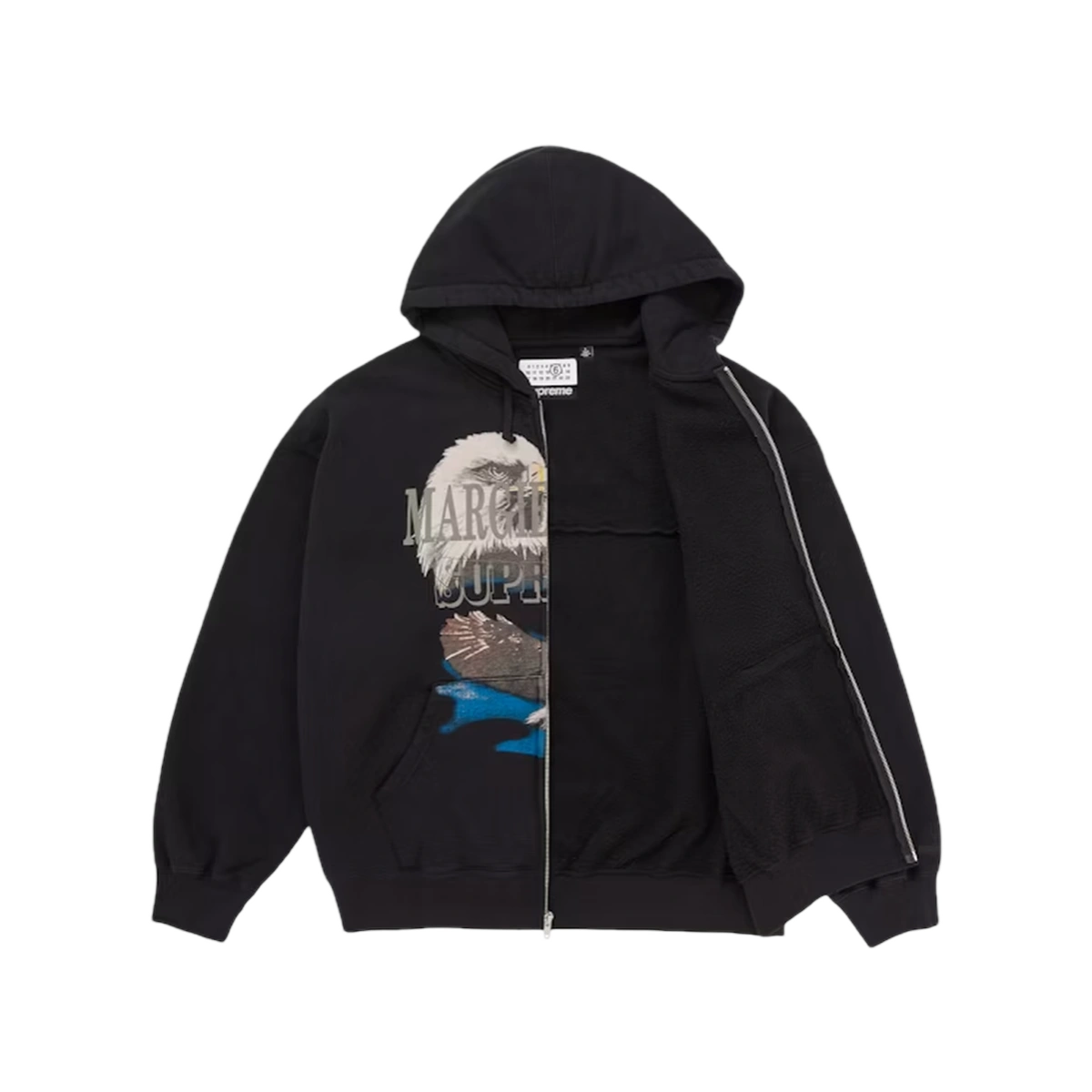 Supreme MM6 Maison Margiela Eagle Zip Up Hooded Sweatshirt Black - Image 1