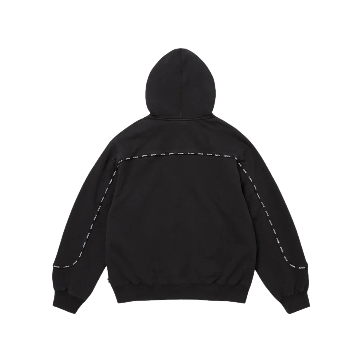 Supreme Piping Zip Up Hooded Sweatshirt Black - Image 1