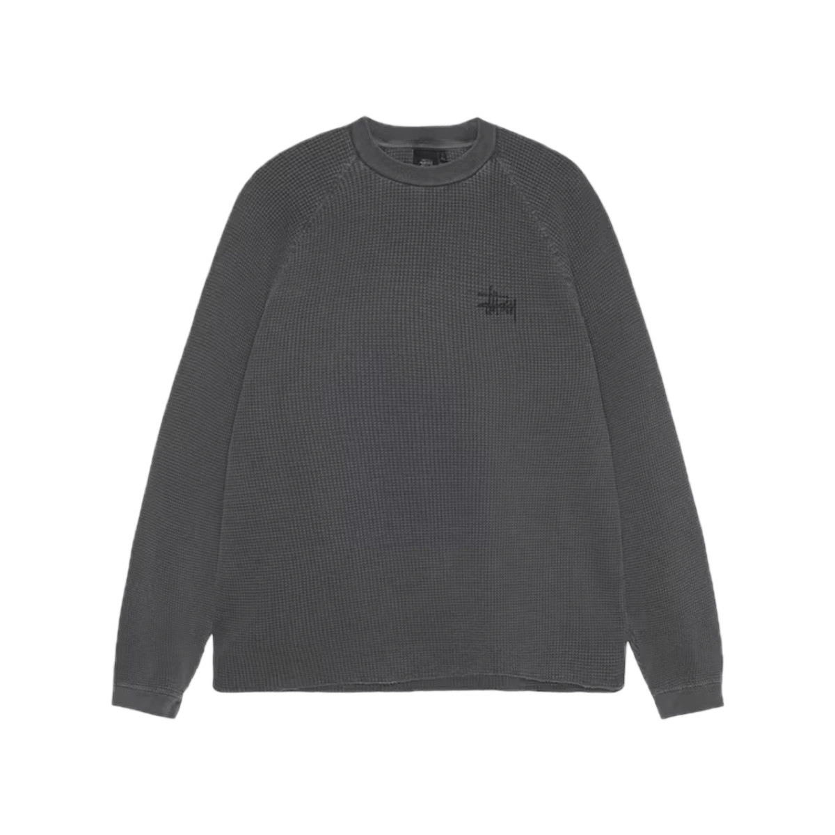 Stüssy Raglan Thermal L/S Crew Washed Black - Image 1