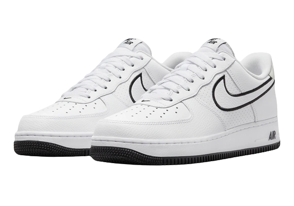 Nike Air Force 1 '07 'White/Black' - Embroidered Swooshes - Image 1