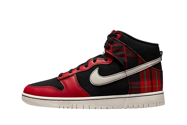 Nike Dunk High SE Tartan Plaid Black University Red product photo