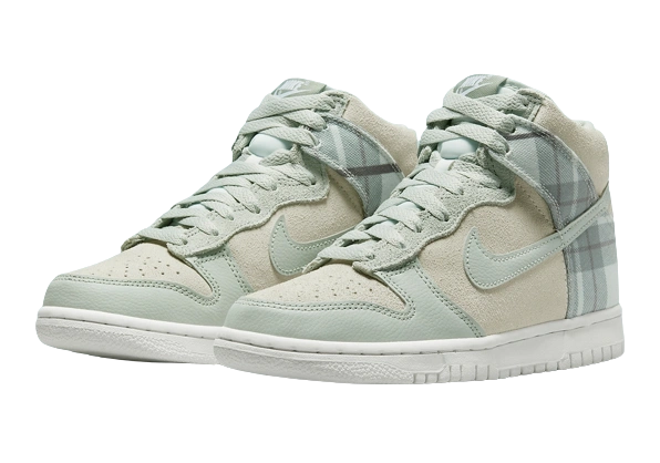 Nike Dunk High SE Tartan Plaid White Light Green - Image 1