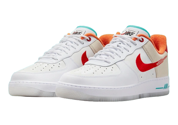Nike Air Force 1 Low '07 PRM Just Do It White Red Teal - Image 1