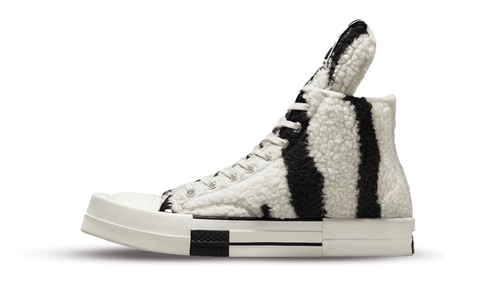 Converse TURBODRK Chuck Taylor All-Star 70 Hi Rick Owens DRKSHDW Sherpa Zebra Print White Black productfoto
