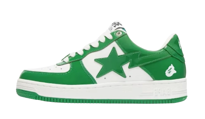 A Bathing Ape Bape Sta Patent Leather Green White Produktfoto