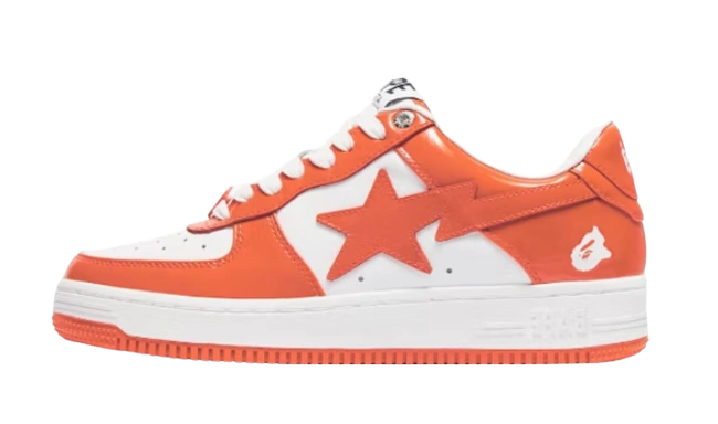 A Bathing Ape Bape Sta Patent Leather Orange White Produktfoto
