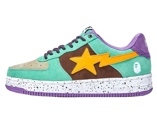 A Bathing Ape Bape Sta Teal Brown Yellow Suede Produktfoto