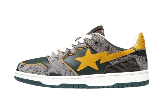 A Bathing Ape Bape SK8 Sta Grey Mustard Yellow Produktfoto