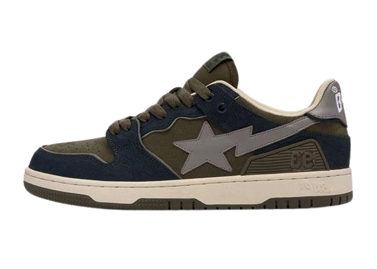 A Bathing Ape Bape SK8 Sta Navy Khaki Grey Produktfoto