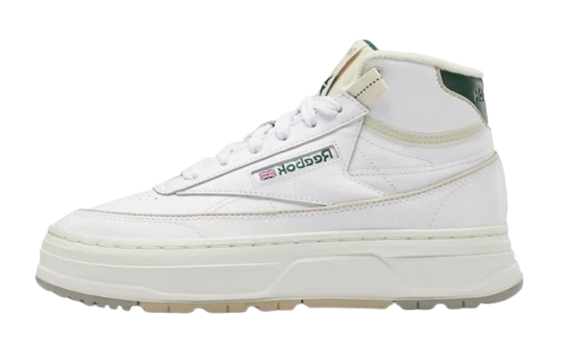 Reebok Club C Geo Mid White Dark Green (W) productfoto