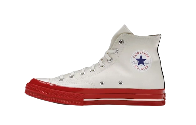 Converse Chuck Taylor All-Star 70 Hi Comme Des Garcons PLAY Egret Red Midsole productfoto
