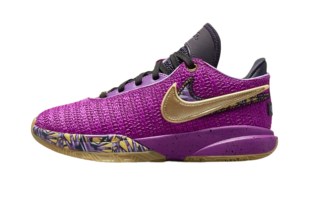 Nike LeBron 20 Vivid Purple Metallic Gold Black Cave Purple (GS) product photo