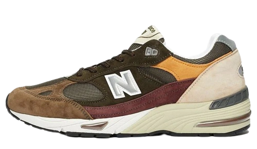 New Balance 991 Olive Burgundy Brown productfoto