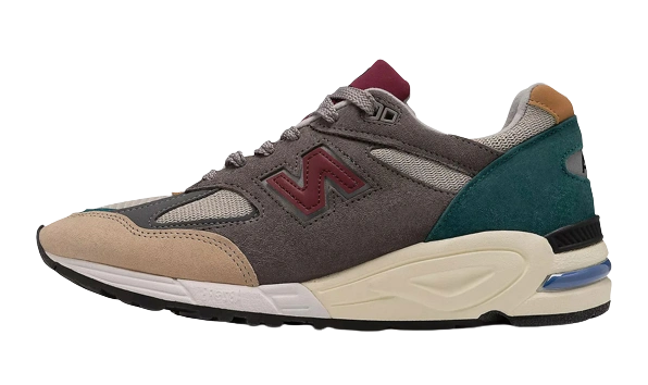New Balance 990v2 Grey Green Maroon product photo