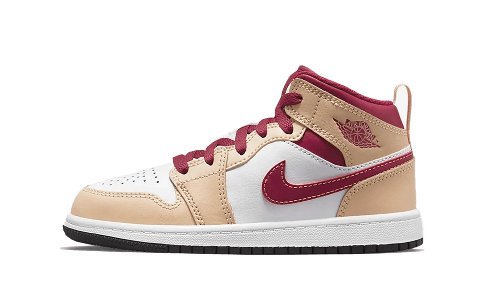 Photo du produit Jordan 1 Mid Light Curry Cardinal (PS)