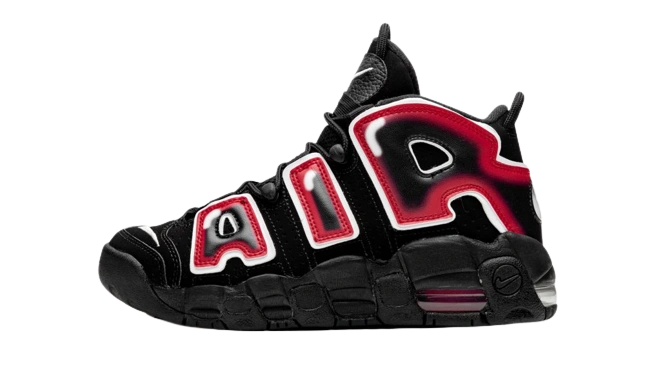 Nike Air More Uptempo Black White Laser Crimson (GS) Produktfoto