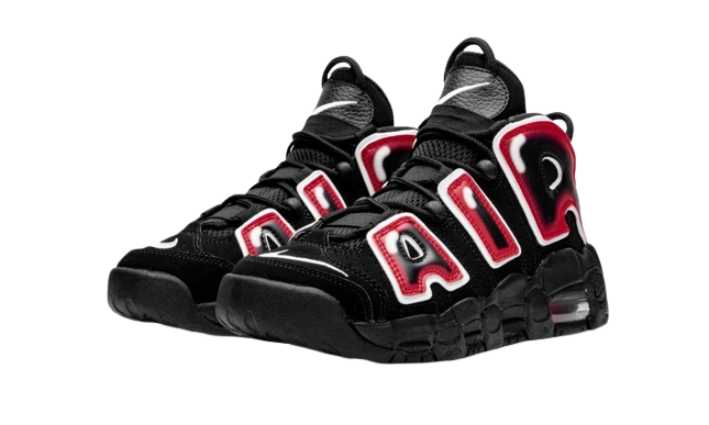 Nike Air More Uptempo Black White Laser Crimson (GS) - Image 1