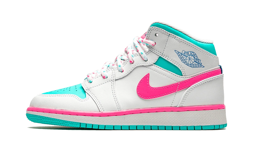 Photo du produit Jordan 1 Mid White Pink Green Soar (GS)