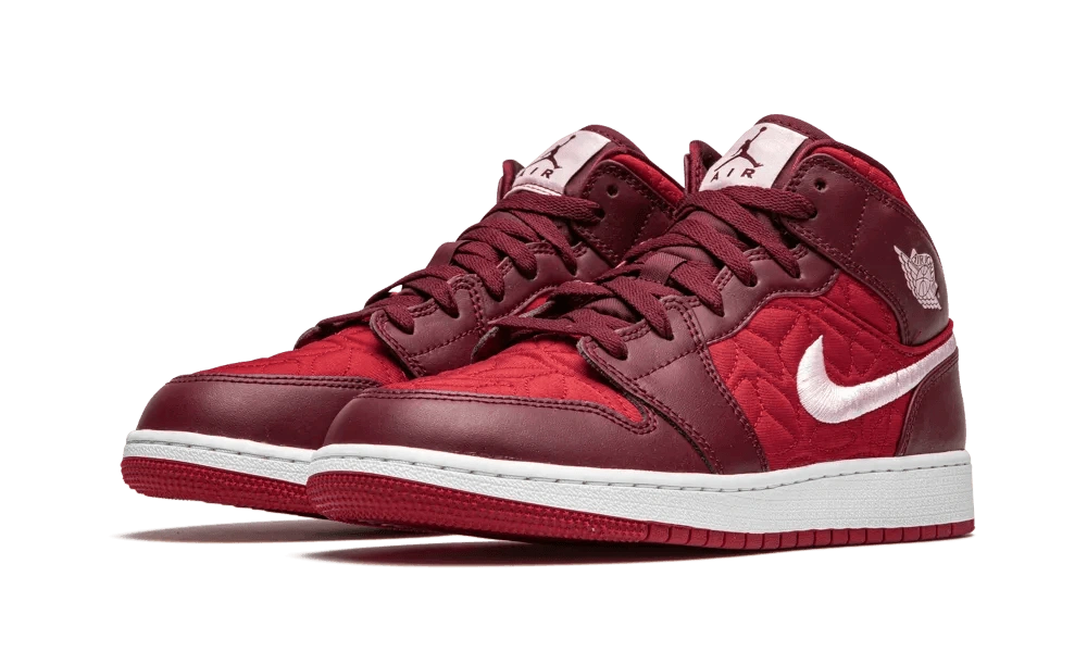 Jordan 1 Mid SE Red Quilt (GS) - Image 1