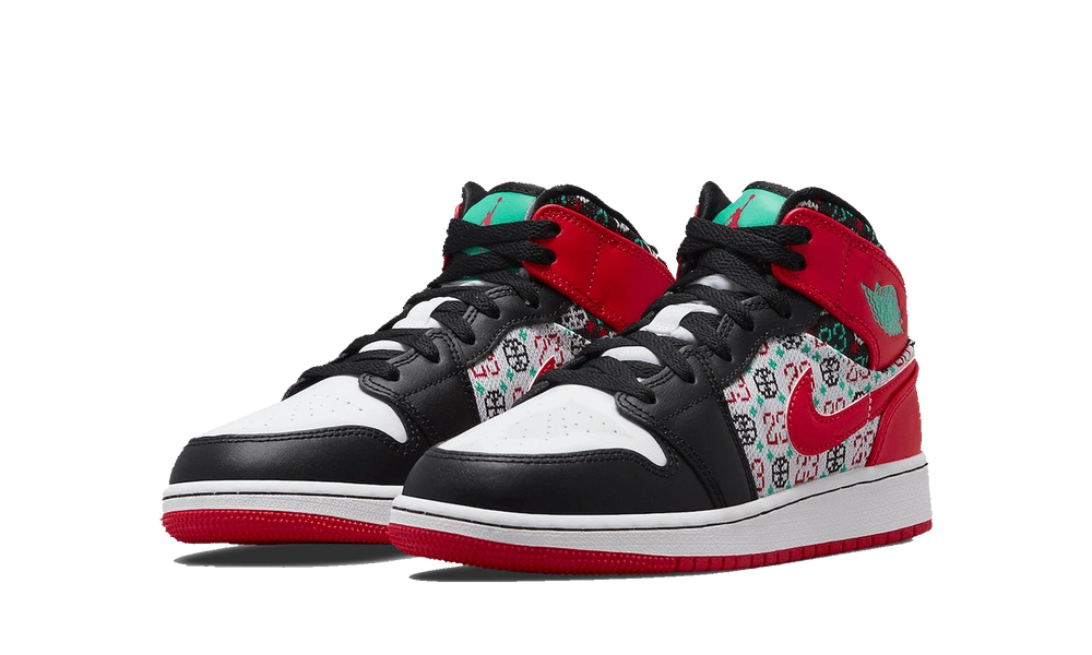 Jordan 1 Mid SE Ugly Christmas Sweater (GS) - Image 1