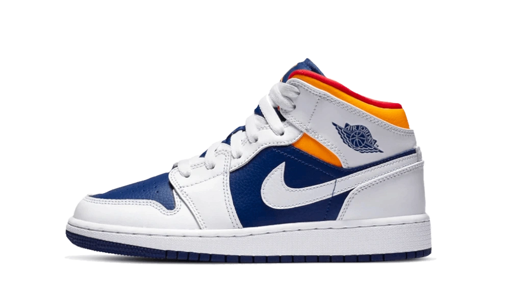 Foto del prodotto Jordan 1 Mid White Laser Orange Deep Royal Blue (GS)