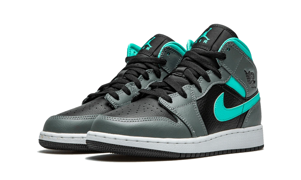 Jordan 1 Mid Grey Aqua (GS) - Image 1