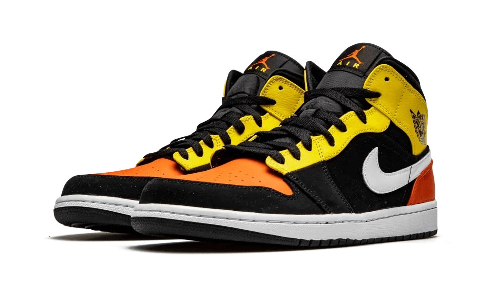 Jordan 1 Mid Black Amarillo Orange - Image 1