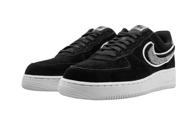 Nike Air Force 1 Low 3D Chenille Swoosh Black Cool Grey - Image 1