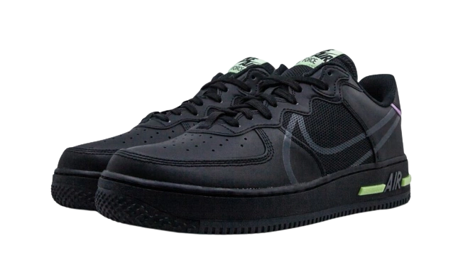 Nike Air Force 1 React Black Violet Star Barely Volt - Image 1