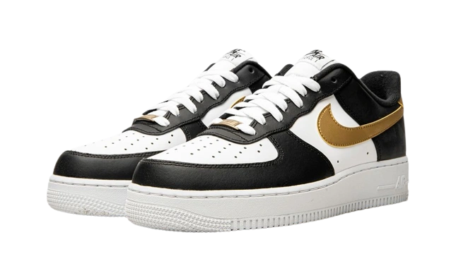 Nike Air Force 1 Low Black White Metallic Gold - Image 1