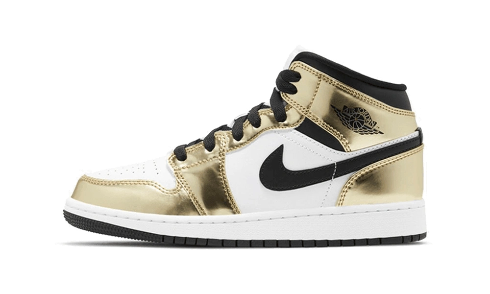 Photo du produit Jordan 1 Mid Metallic Gold Black White (GS)