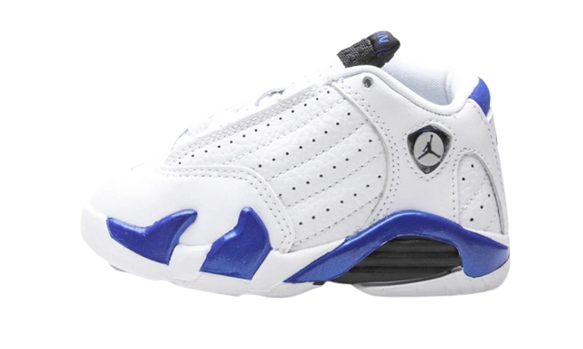 Jordan 14 Retro White Hyper Royal (TD) productfoto