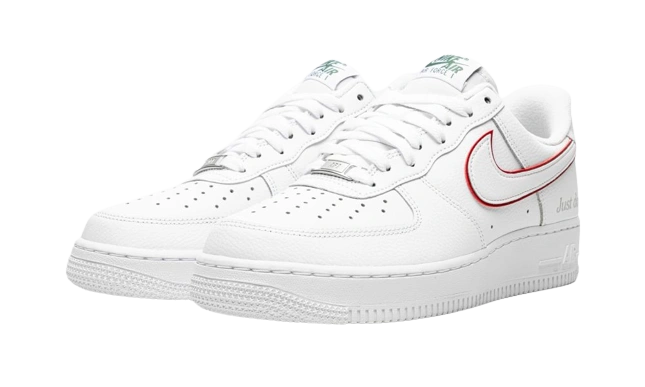 Nike Air Force 1 Low Just Do It White Noble Green Metallic Silver University Red - Image 1