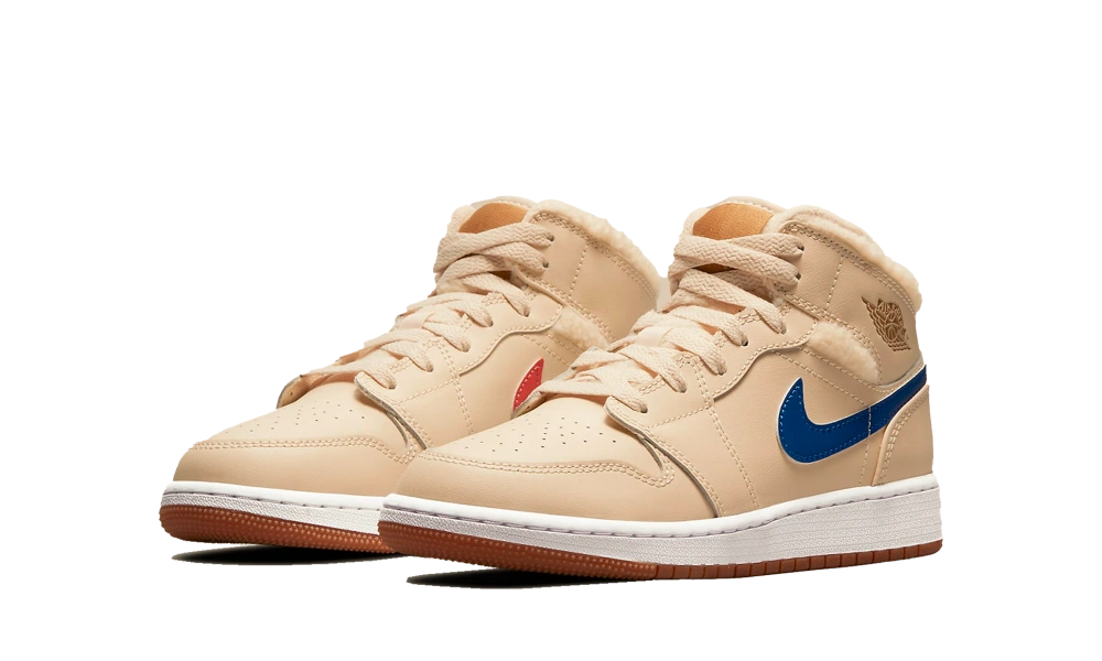 Jordan 1 Mid Fleece Pearl White (GS) - Image 1