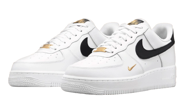 Nike Air Force 1 Low '07 Essential White Black Gold Mini Swoosh (W) - Image 2
