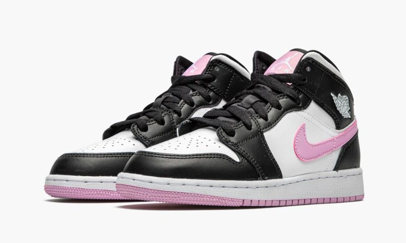 Jordan 1 Mid White Black Light Arctic Pink (PS) - Image 1