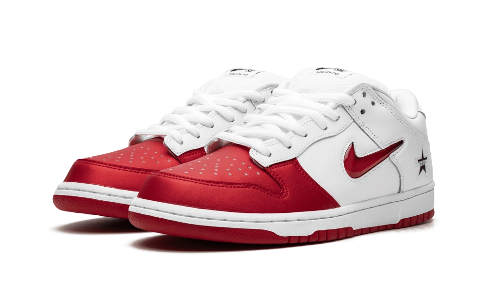 Nike SB Dunk Low Supreme Jewel Swoosh Red - Image 1
