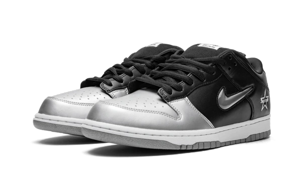 Nike SB Dunk Low Supreme Jewel Swoosh Silver - Image 1