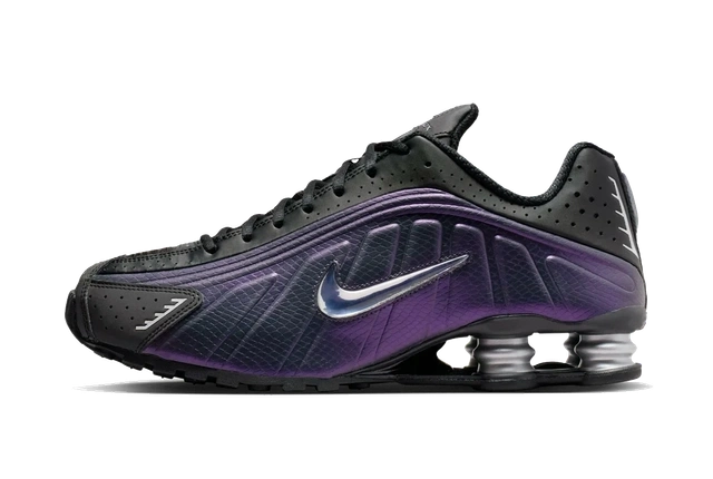 Nike Shox R4 Black Metallic Silver Purple Dynasty product photo