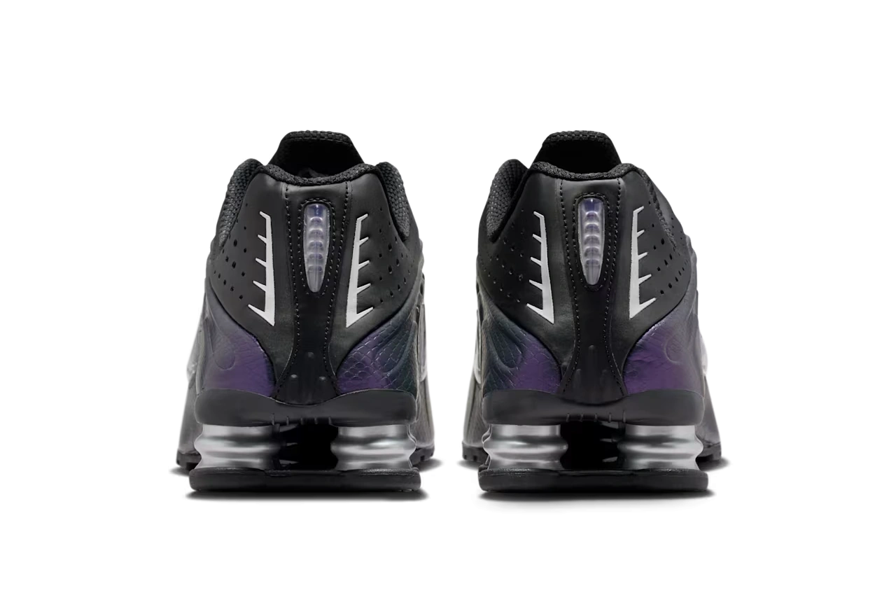 Nike Shox R4 Black Metallic Silver Purple Dynasty - Image 2
